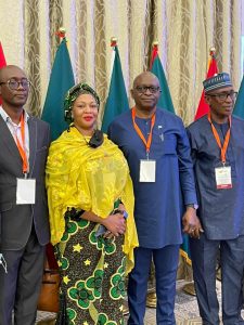 Honorable Minister of State for Transportation, Gbemisola Saraki (2nd left); Honorable Minister of Transportation, Sierra Leone, Hon. Kabineh Moinama Kallon (2nd right) and other foreign delegates during the 16th Extraordinary Session of the Maritime Organization for West and Central Africa (MOWCA) in Accra, Ghana.