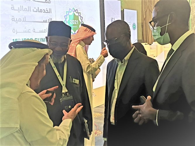 Dr Ibrahim Alghofaily, MD Arriyada Centre, Jeddah (Left) in a chat with Bello Hassan, MD/CE NDIC (right); Hassan Usman, MD Jaiz Bank; (2nd right) and Dr Bashir Aliyu Umar, Special Adviser to the CBN on Islamic Finance BN at the ongoing 15th Islamic Financial Service Board Summit in Saudi Arabia