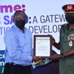 L - R: Mr. Funwa Akinmade, Group Head, Retail, SME and E-Banking, Mr. Olufunwa Akinmade receiving the Icon of Youth Empowerment award from the Director General of NYSC, Brigadier General S. Ibrahim, during the 2021 SAED Festival held in Abuja recently.