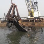 Wrecks removed along the Badagry creek during the ongoing wreck removal exercise by the Nigerian Maritime Administration and Safety Agency (NIMASA)