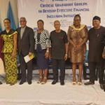 L - R. Mr Oluwatoyin Isaac, CCD, Mrs Freda Ruth Bruce - Bennet, Director, NCC, Maureen Chigbo, GOCOP President, Mr Ogie Eboigbe Chairman, Contemporary Architecture Limited, Yemisi Izuora , Editor, Oriental News, Dr Uju Ogubunka, Chairman Bank Customers Association of Nigeria and Conference Chairman, Mrs Adeola Ekine, Chairperson NAWOJ Lagos State Chapter, Mr Rasaaq Salami, Deputy Director/ Head Corporate Communications/ Market Development of NAICOM, Mrs Sa'adatu Faruk, Head Financial Inclusion Division/Market Development Department SEC, Mr Rotimi Olubi, MD/CEO ARM Securities and the Conference Guest Speaker, at the Inaugural Conference on Financial Inclusion organized by Oriental News Nigeria Online in Lagos.