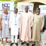 L-R: Mr. Ismail Adedigba, Director, Research and Development, Nigerian Communications Commission (NCC); Dr. Caroline Alenoghena, Director, Entrepreneurship Centre, Federal University of Technology, Minna; Mr. Abdulrahman Ado, Executive Director, 9Mobile; Prof. Umar Garba Danbatta, Executive Vice Chairman, NCC; Engr. Ubale Maska, Executive Commissioner, Technical Services, NCC; Prof. Kabiru Bala, Vice Chancellor, Ahmadu Bello University, Zaria, during the Regional Roundtable with Academia, Industry and other Stakeholders hosted by the Commission in Kano recently.