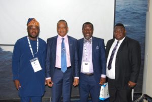 Director General, Nigerian Maritime Administration and Safety Agency (NIMASA), Dr Bashir Jamoh (2nd left); a Chairman from a branch of the Nigerian Bar Association (NBA) from the Federal Capital Territory (FCT) Abuja, Mr Adjeh Monday (2nd right): Vice Chairman NBA branch FCT, Mr. Obinna Amorah (right) and Executive Member NBA branch FCT, Mr. Dayo Ashonibare during a courtesy visit by the association to the NIMASA headquarters in Lagos.