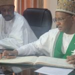 Director General, Nigerian Maritime Administration and Safety Agency,NIMASA, Dr Bashir Jamoh (right) and Director General, National Institute of Transport Technology (NITT),Dr. Bayero Salih Farah signing a Memorandum of Understanding (MoU) hinged on research and training with a view to enhance local content and boost the quality assurance of the NITT in Zaria.