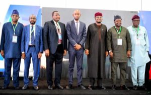  L-R: Mr. Adeleke Adewolu, Executive Commissioner, Stakeholder Management, Nigerian Communications Commission (NCC); Mr. Kashifu Abdullahi, Director General, National Information Technology Development Agency; Prof. Umar Garba Danbatta, Executive Vice Chairman/Chief Executive Officer, NCC; Mr. Olatunbosun Alake, Special Assistant, Innovation and Technology to Lagos State Governor; Prof. Isa Ali Ibrahim Pantami, Hon. Minister of Communications and Digital Economy;  Hon. (Prince) Akeem Adeyemi, Chairman, House Committee on Telecommunications; Prof, Adeolu Akande, Chairman, NCC Board of Commissioners, during the maiden Nigerian Telecommunications Indigenous Content Expo (NTICE) 2022 in Lagos at Lagos recently.