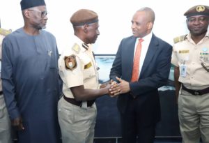 Director General, Nigerian Maritime Administration and Safety Agency (NIMASA), Dr. Bashir Jamoh (2n d right); Comptroller General of the Nigeria Immigration Service (NIS), Isah Idris Jere (2nd left); Executive Director Operations NIMASA, Shehu Ahmed (left) and  AssistantComptroller General in charge of Zone A. NIS, Kunle Osisanya during a working visit by the Comptroller General to the NIMASA headquarters in Lagos 