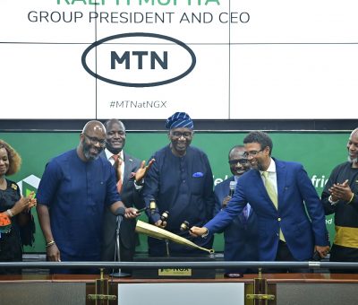 Photo news: MTN Group CEO, Ralph Mupita Rings Gong At NGX Closing Ceremony