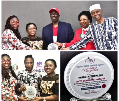 Dangote Cement Honored as Nigeria’s Most Tax-Compliant Organisation for Second Year